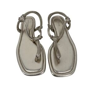 Vince Deja T-Strap slingback sandals knotted gold size 6.5 womens